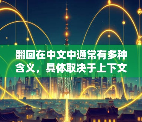 翻回在中文中通常有多种含义,具体取决于上下文。在与Vpn(虚拟网络协议)相关的上下文中,翻回可能有以下几种含义 翻回在中文中通常有多种含义,具体取决于上下文。在与Vpn(虚拟网络协议)相关的上下文中,翻回可能有以下几种含义